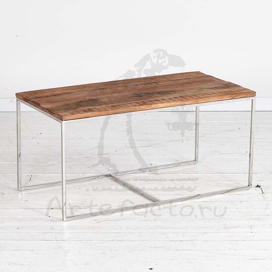 Кофейный столик из массива акации и металла