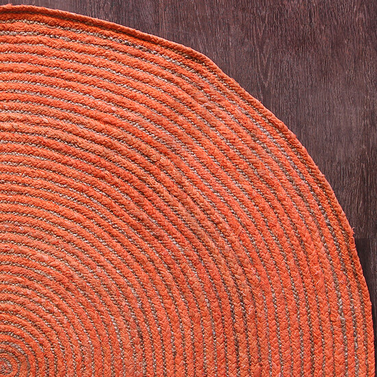 Круглый ковер из джута и хлопка, оранжевый, 150 см