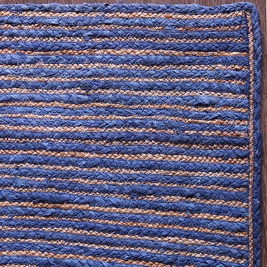 Прямоугольный ковер из джута и хлопка, синий, 60х90 см