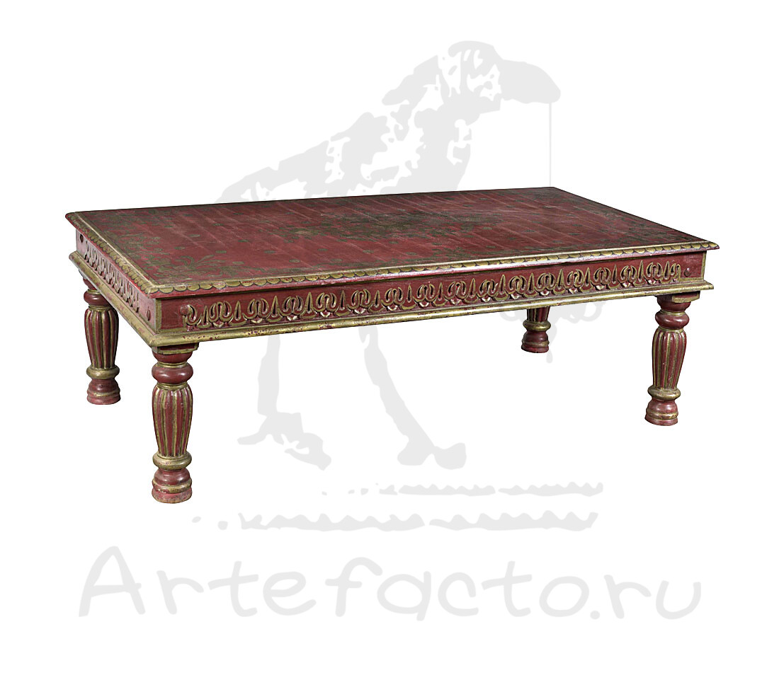 Бордовый столик с росписью
