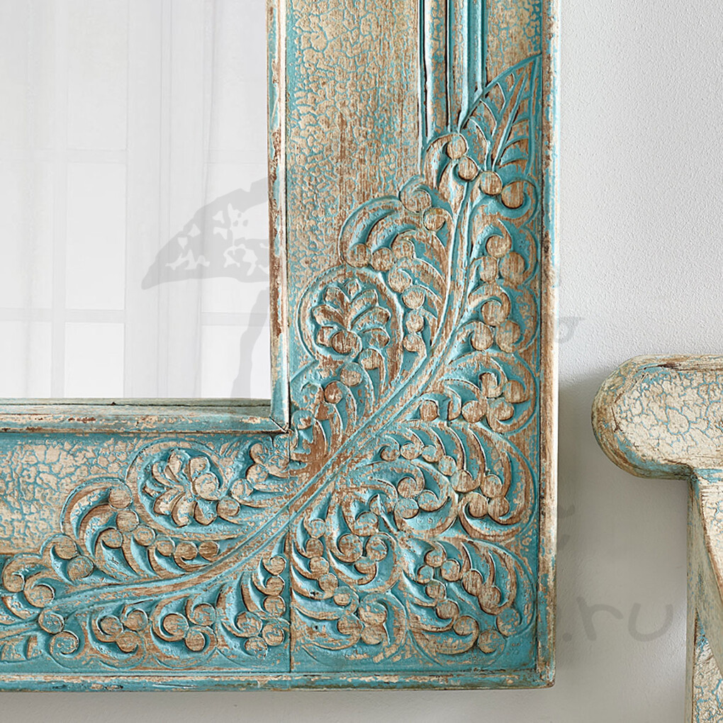 Зеркало в марокканском стиле в голубой патине