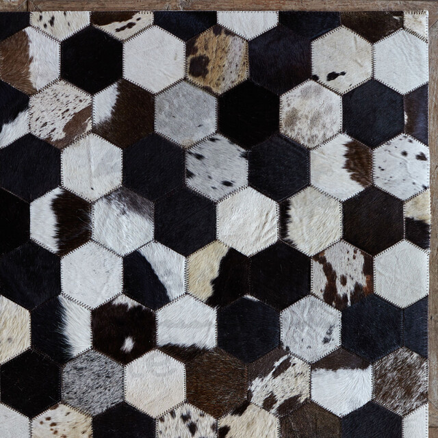 Ковер из шкуры буйвола Patchwork, black