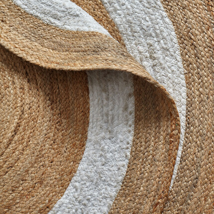 Круглый полосатый коврик из джута