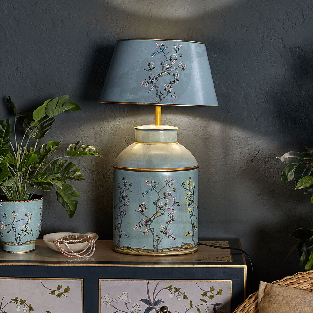 Настольная лампа Шинуазри, light blue Настольная лампа Шинуазри, light blue