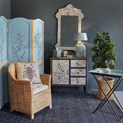 Кофейный столик Шинуазри, light blue Расписной голубой столик ручной работы