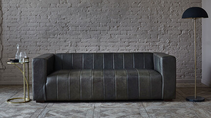 Прямой кожаный диван из Индии