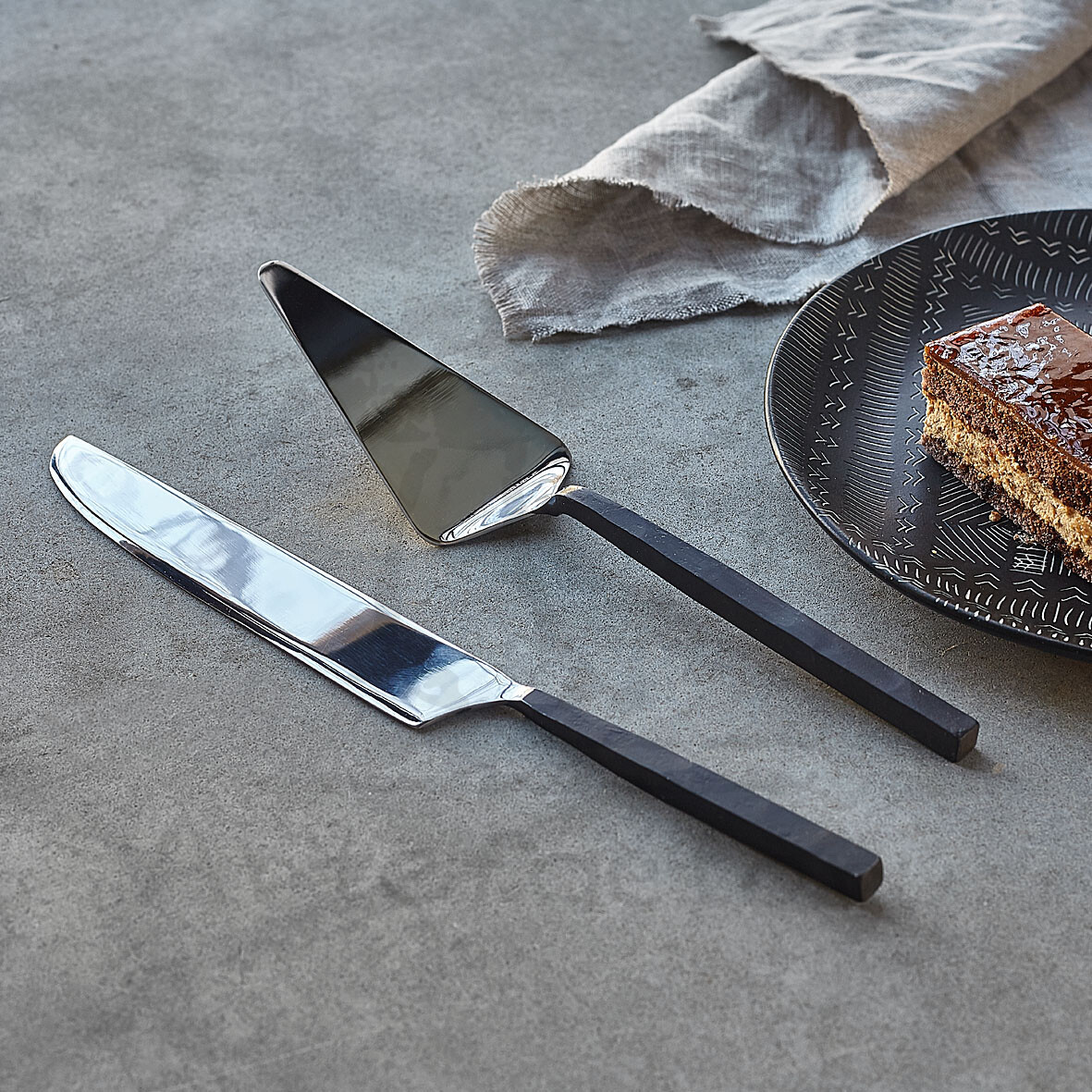 Сервировочный набор для торта, нож и лопатка, 2 предмета ручная работа .