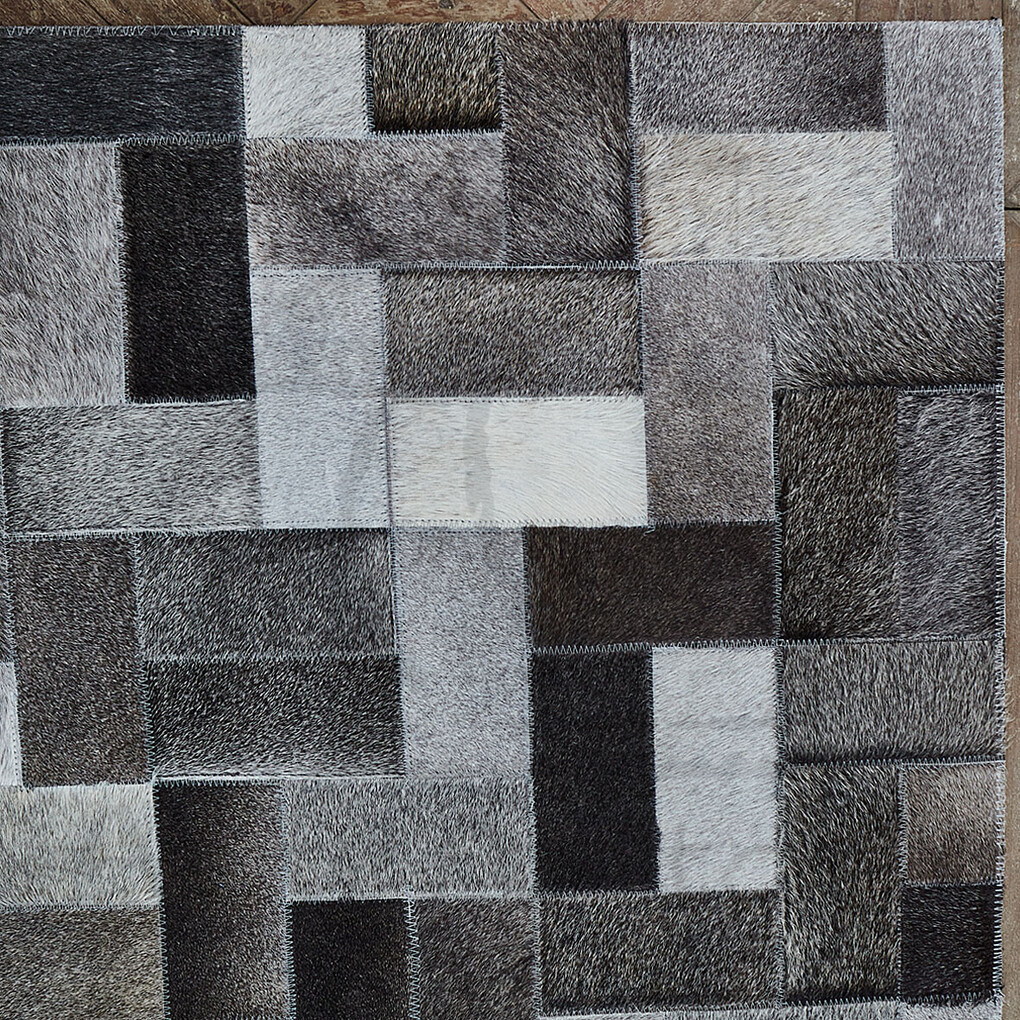 Ковер из шкуры буйвола Patchwork, grey