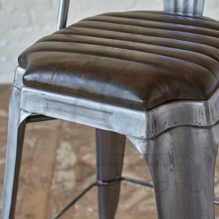 Барный стул tolix с кожаным сиденьем
