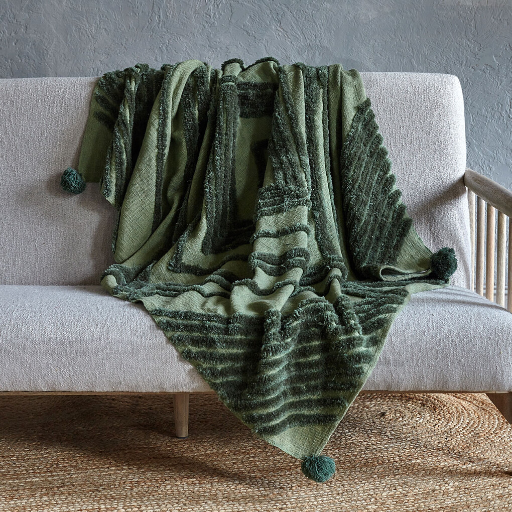 Декоративное покрывало Boho, green